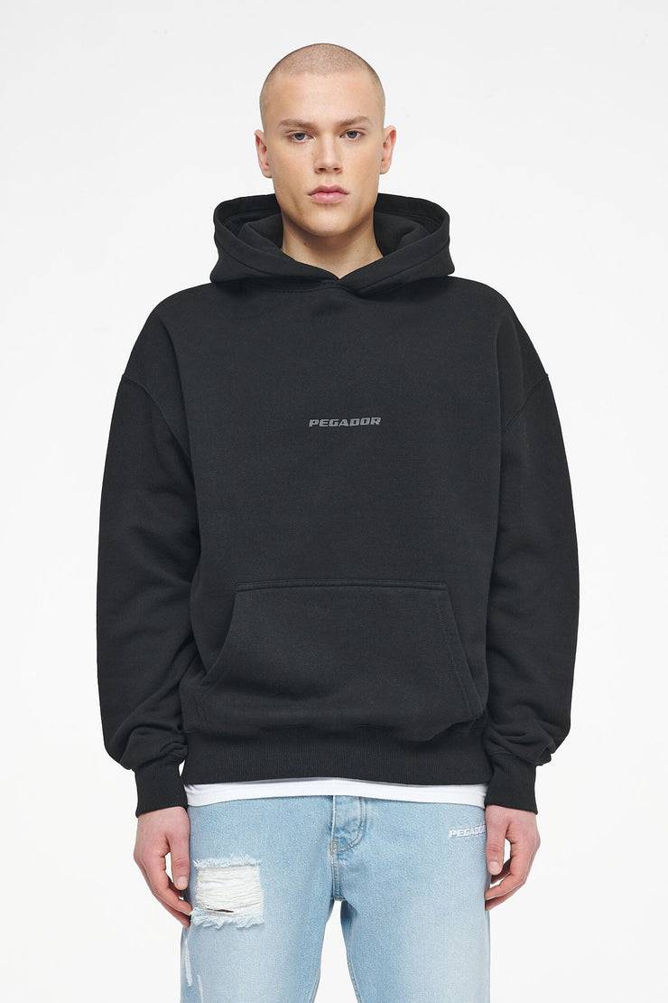 Pegador Colne Logo Oversized Hoodie Vintage Washed Black Ink Gum Tägliche Deals