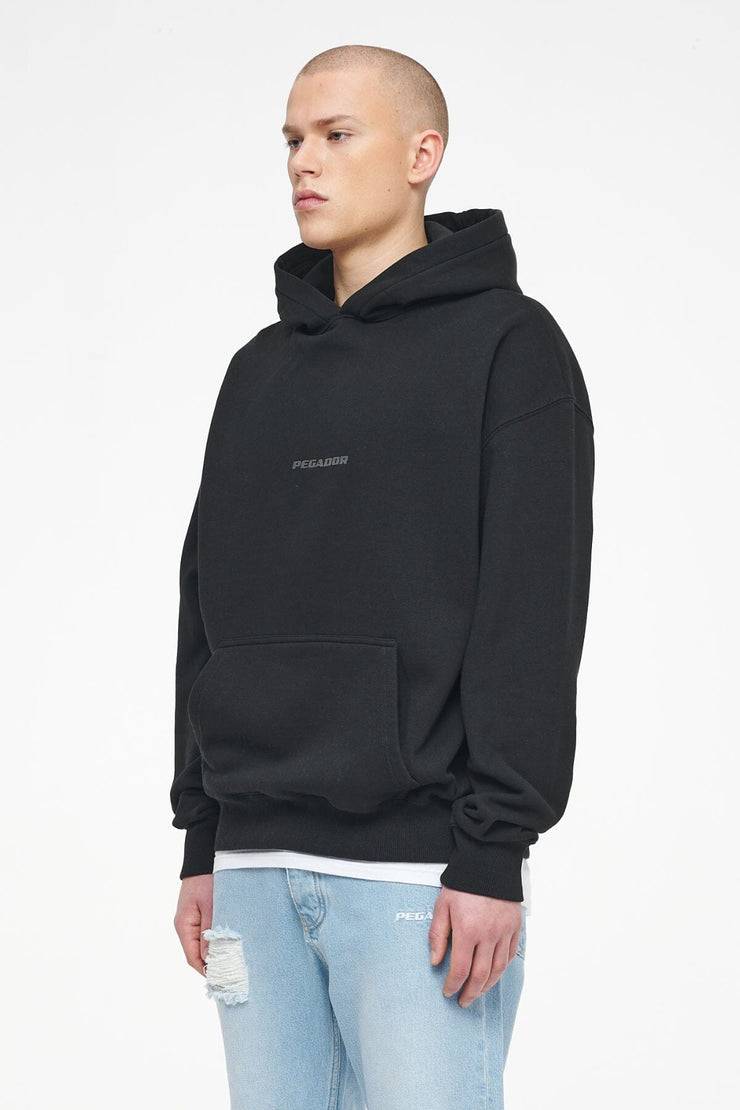 Pegador Colne Logo Oversized Hoodie Vintage Washed Black Ink Gum Tägliche Deals
