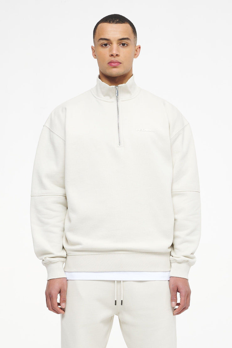 Pegador Logo Oversized Halfzip Sweater Vintage Washed Angels Cream Gum VIP-Rabatte