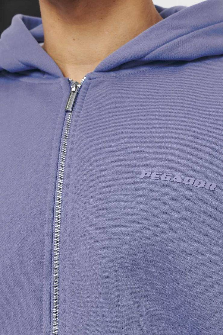 Pegador Logo Oversized Sweat Jacket Vintage Washed Magic Violet Gum Tiefpreis