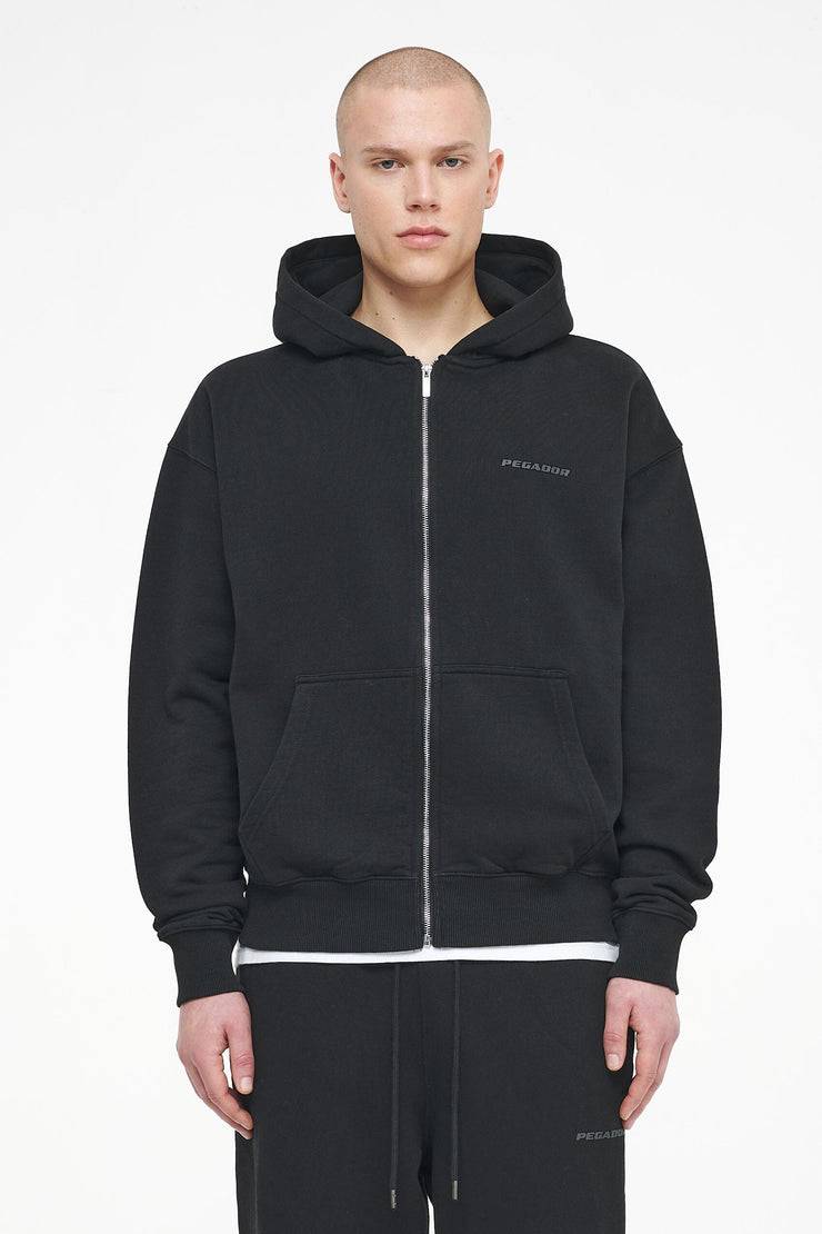 Pegador Logo Oversized Sweat Jacket Vintage Washed Black Ink Gum Super Sparpreis
