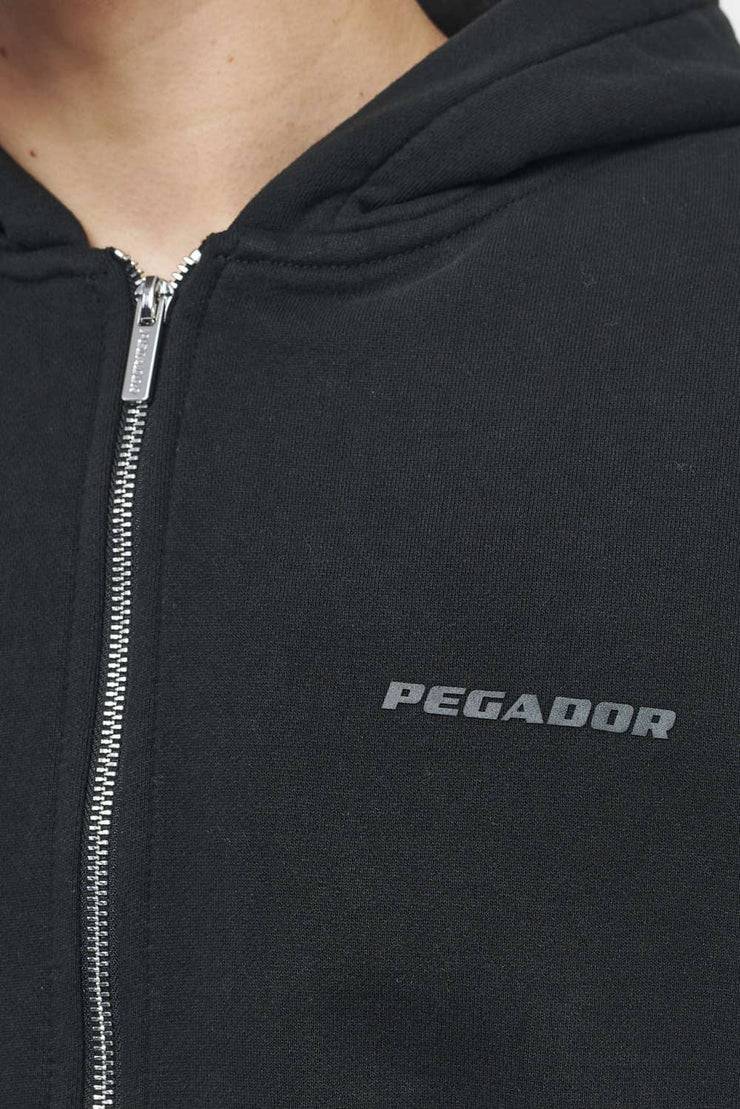 Pegador Logo Oversized Sweat Jacket Vintage Washed Black Ink Gum Super Sparpreis
