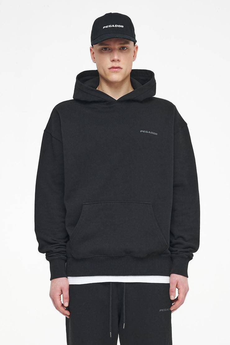 Pegador Logo Oversized Hoodie Vintage Washed Black Ink Gum Letzte 3 Tage