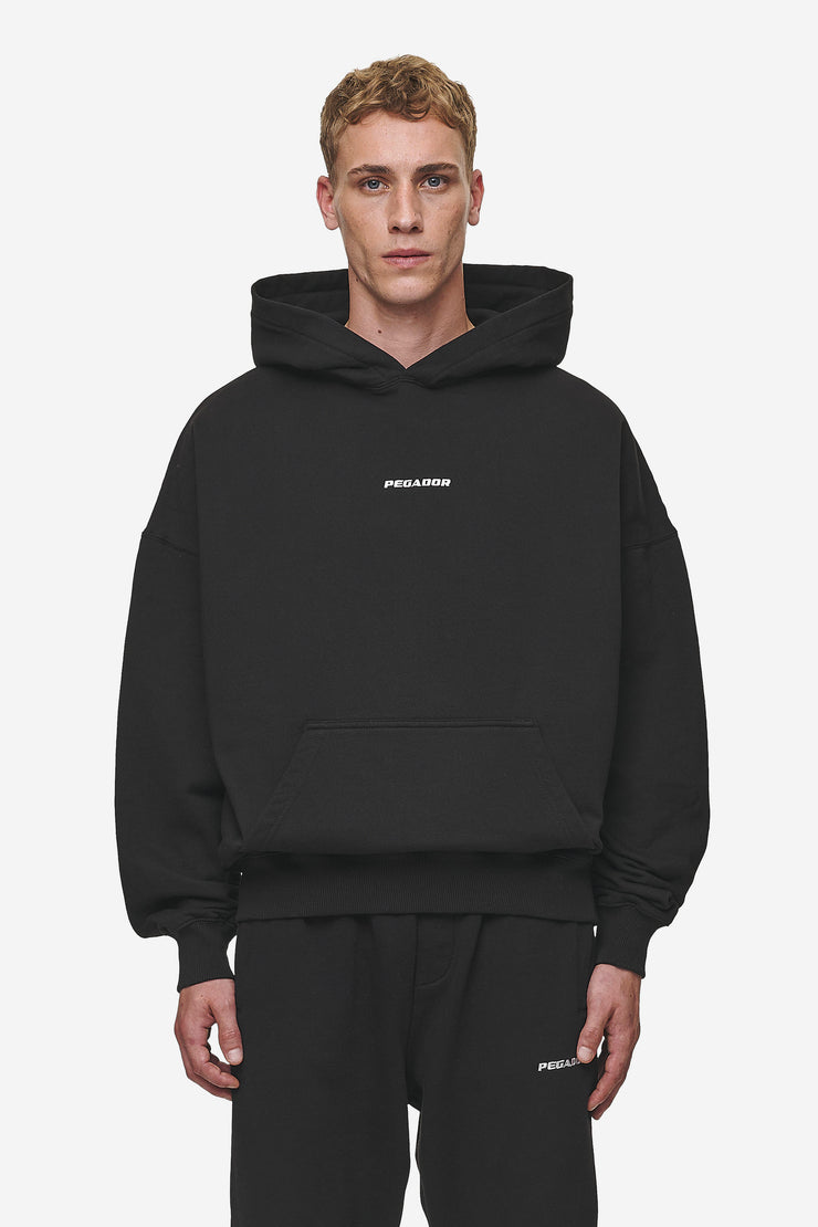 Pegador Logo Boxy Hoodie Washed Black Letzte 2 Tage
