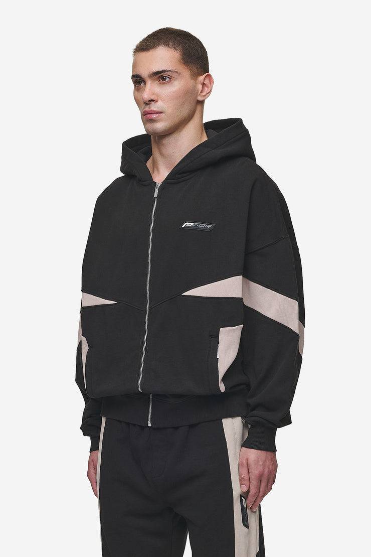 Pegador Aderno Boxy Sweat Jacket Washed Black Light Beige Discount Store für neue Produkte
