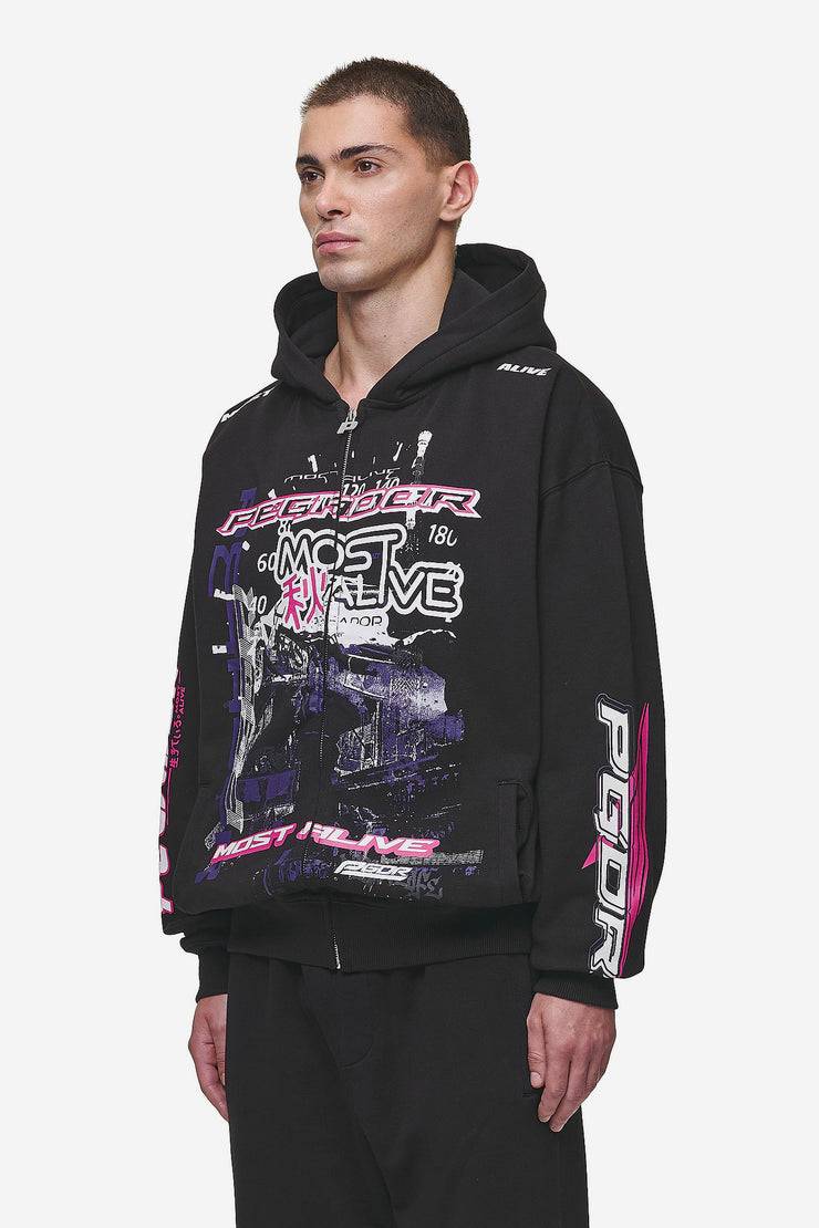 Pegador Saxon Oversized Sweat Jacket Washed Black Kostenloser Versand international