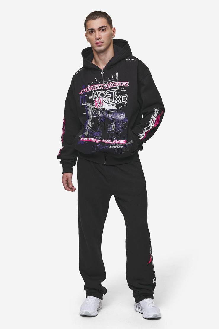 Pegador Saxon Oversized Sweat Jacket Washed Black Kostenloser Versand international