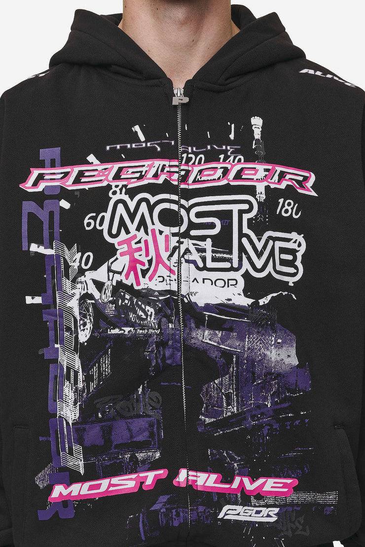 Pegador Saxon Oversized Sweat Jacket Washed Black Kostenloser Versand international