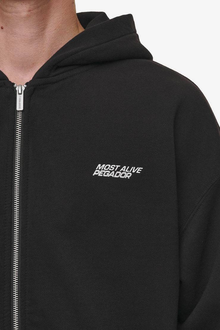 Pegador Clayton Oversized Sweat Jacket Washed Black Fabrikverkauf