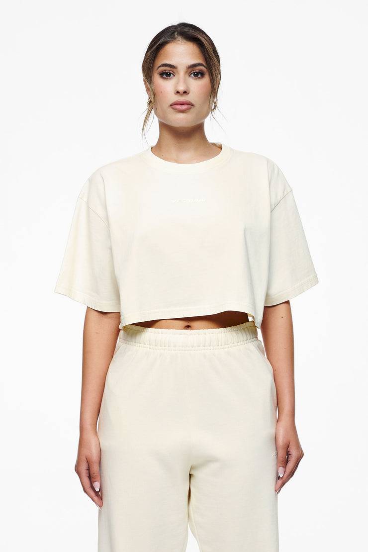 Pegador Layla Oversized Cropped Tee Vintage Washed Unbleached Gum Online Outlet
