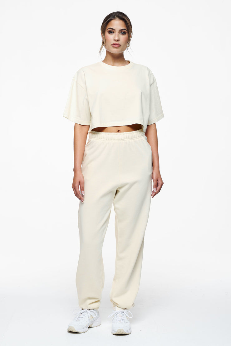 Pegador Layla Oversized Cropped Tee Vintage Washed Unbleached Gum Online Outlet