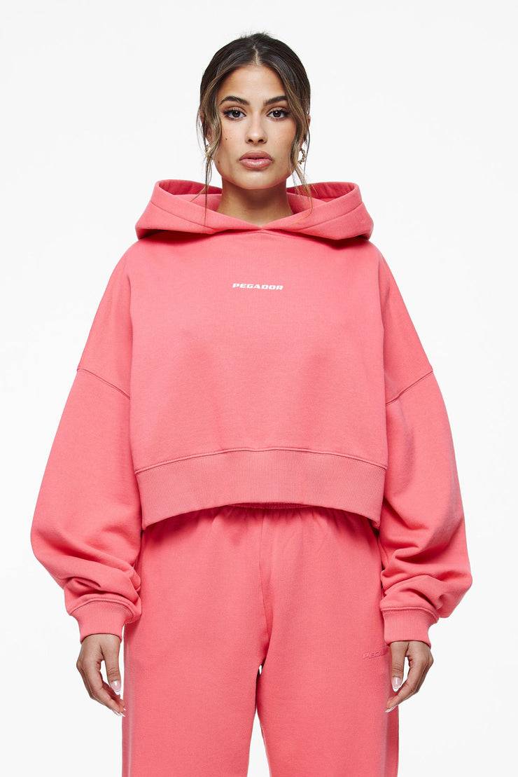 Pegador Culla Logo Oversized Cropped Hoodie Vintage Washed Strawberry Bestseller