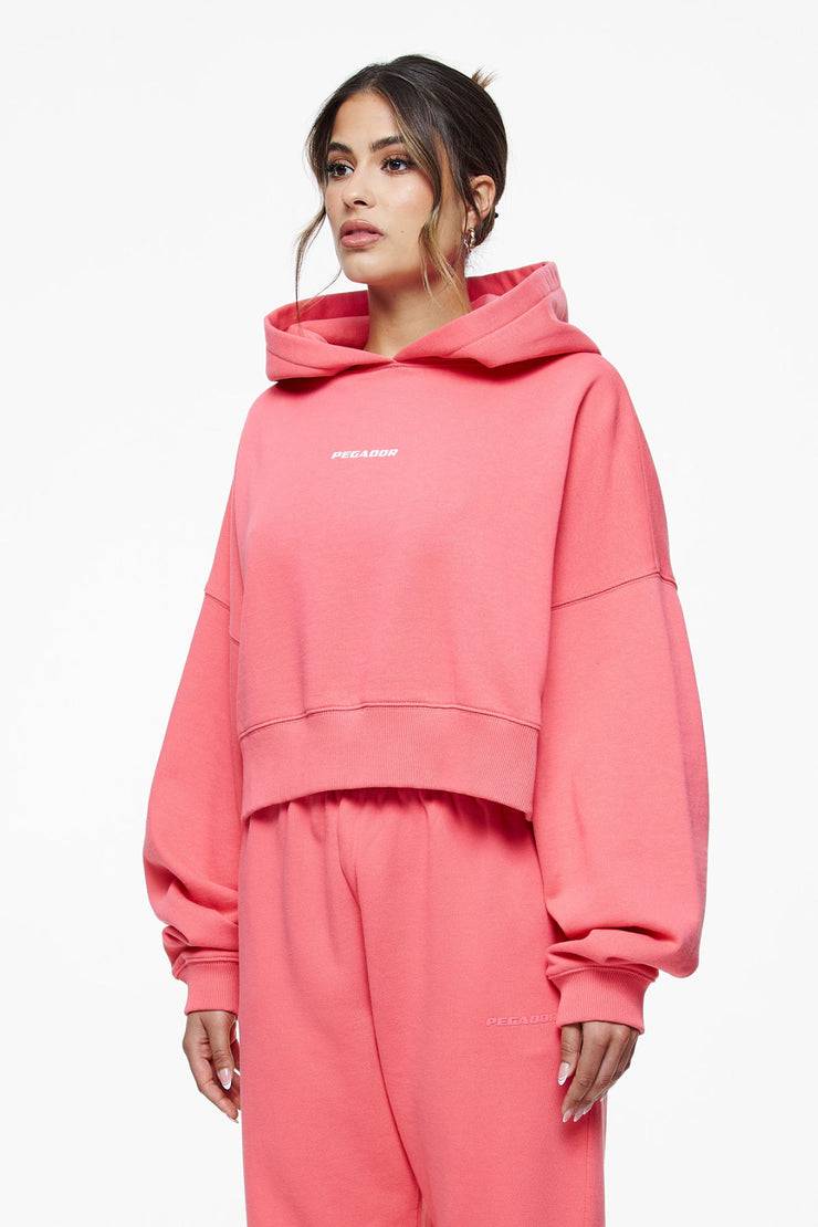 Pegador Culla Logo Oversized Cropped Hoodie Vintage Washed Strawberry Bestseller
