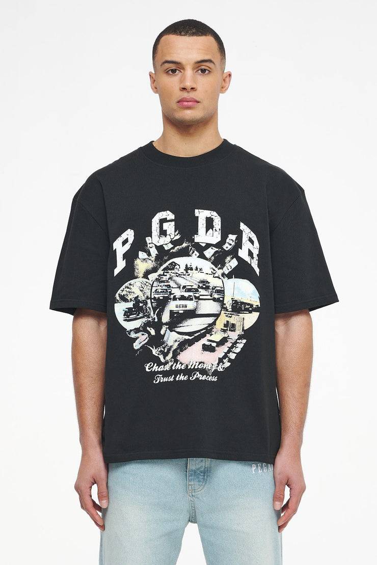 Pegador Reid Oversized Tee Vintage Washed Black Ink Outlet