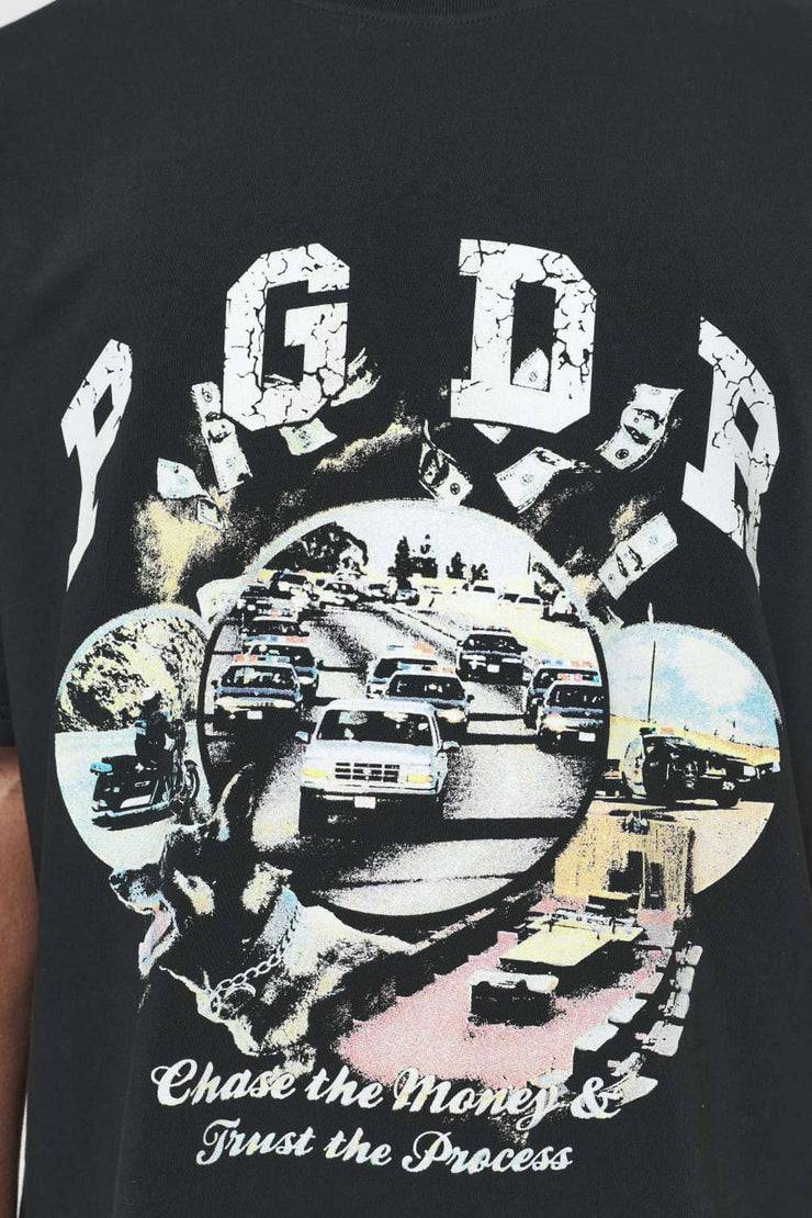 Pegador Reid Oversized Tee Vintage Washed Black Ink Outlet