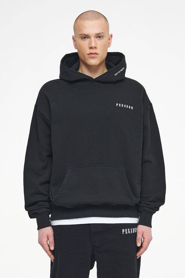 Pegador Dinmont Oversized Hoodie Vintage Washed Black Ink im Angebot
