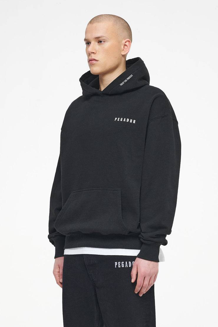 Pegador Dinmont Oversized Hoodie Vintage Washed Black Ink im Angebot