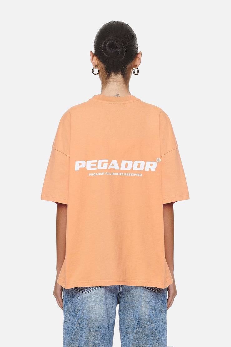 Pegador Arendal Logo Heavy Oversized Tee Washed Apricot White Jubiläumsangebot