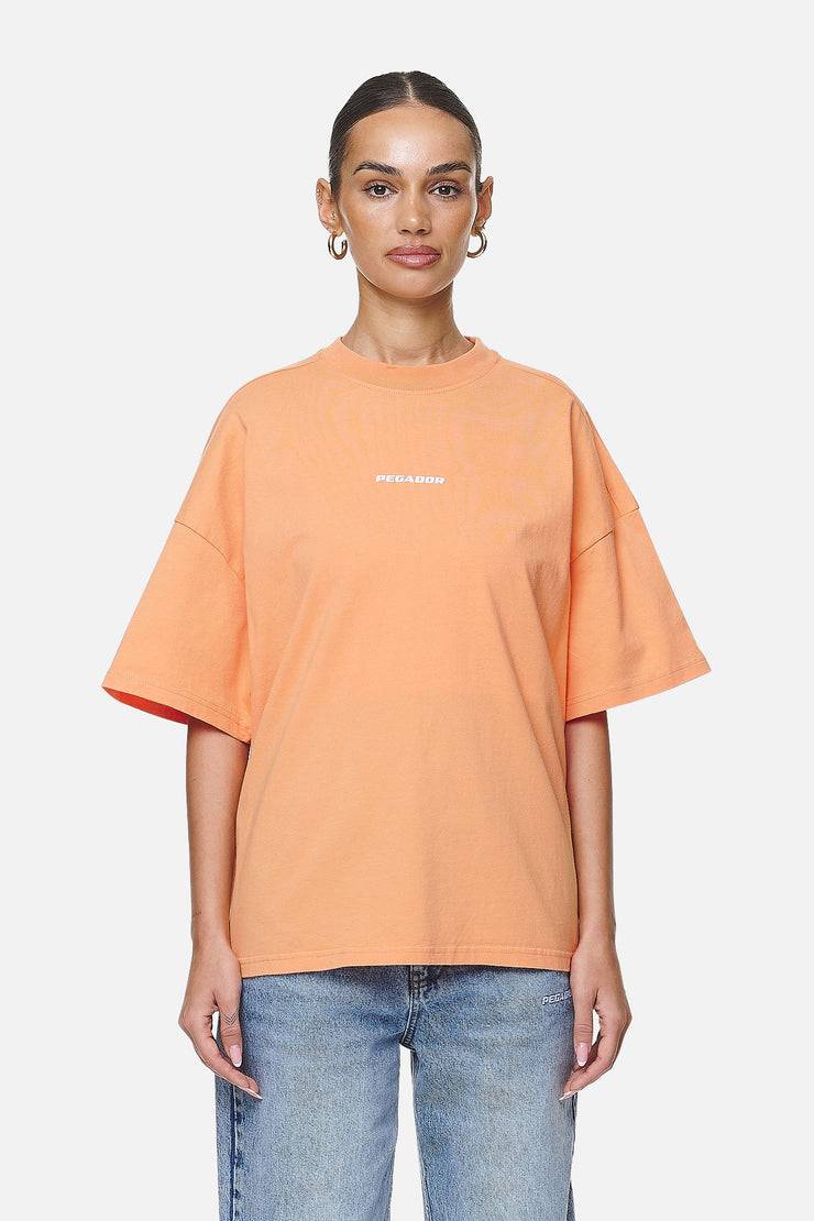 Pegador Arendal Logo Heavy Oversized Tee Washed Apricot White Jubiläumsangebot