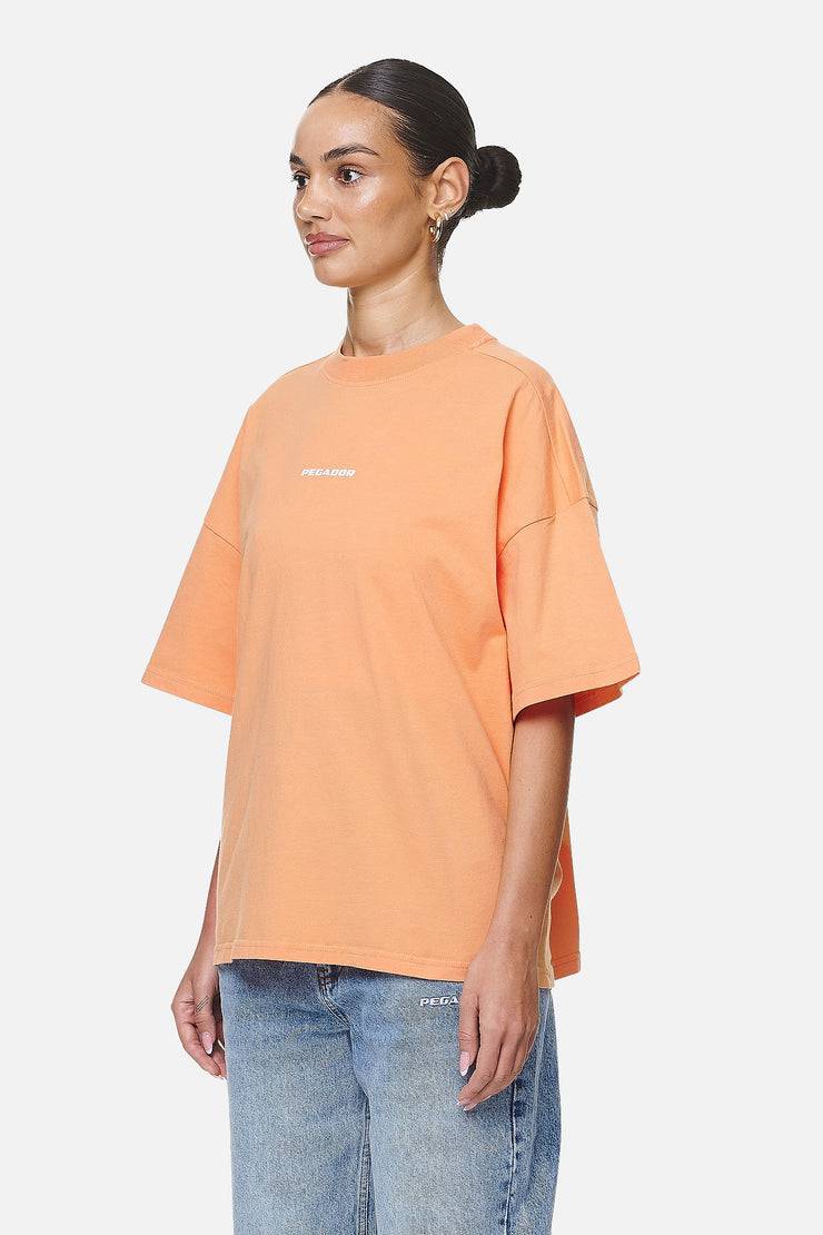 Pegador Arendal Logo Heavy Oversized Tee Washed Apricot White Jubiläumsangebot
