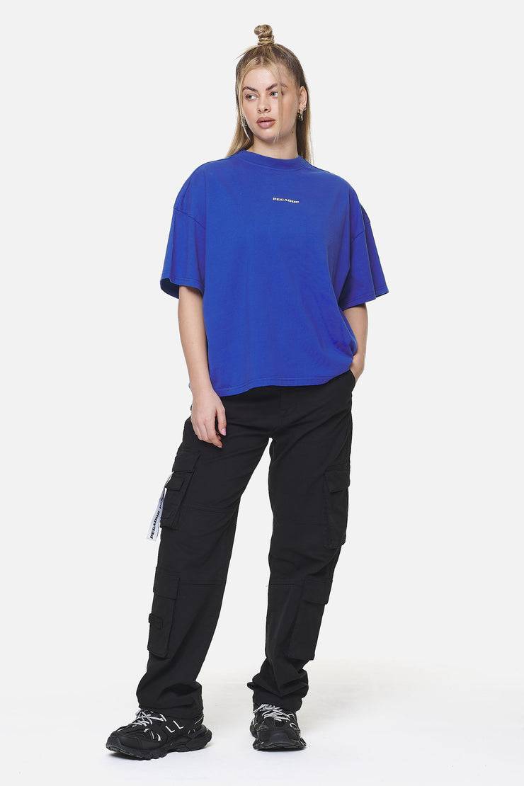 Pegador Arendal Logo Heavy Oversized Tee Washed True Blue White Lagerräumung