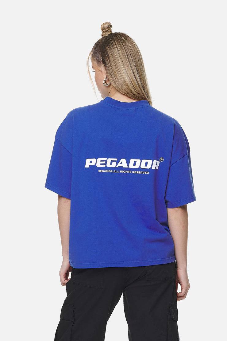 Pegador Arendal Logo Heavy Oversized Tee Washed True Blue White Lagerräumung