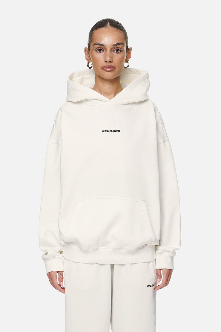 Pegador Atna Logo Oversized Hoodie Washed Coconut Milk Black Neueste Mode