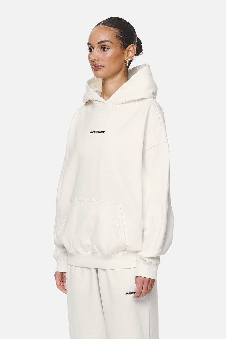 Pegador Atna Logo Oversized Hoodie Washed Coconut Milk Black Neueste Mode