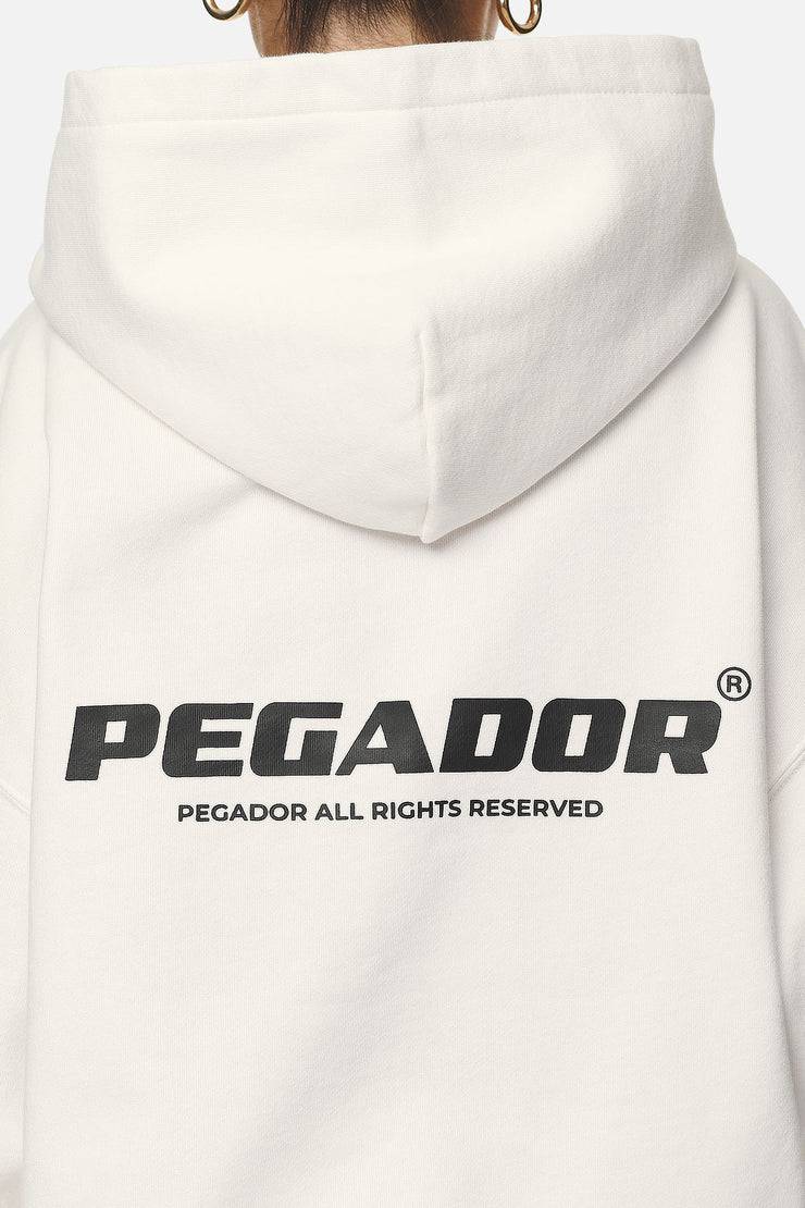 Pegador Atna Logo Oversized Hoodie Washed Coconut Milk Black Neueste Mode