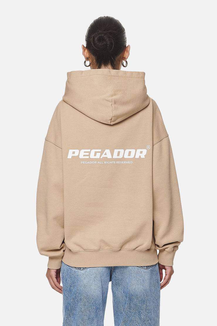 Pegador Atna Logo Oversized Hoodie Washed Safari Sand White Online Outlet