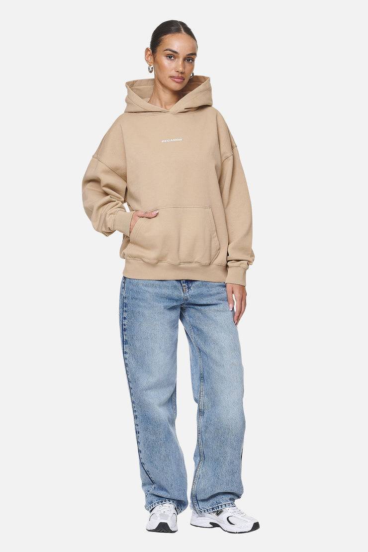 Pegador Atna Logo Oversized Hoodie Washed Safari Sand White Online Outlet