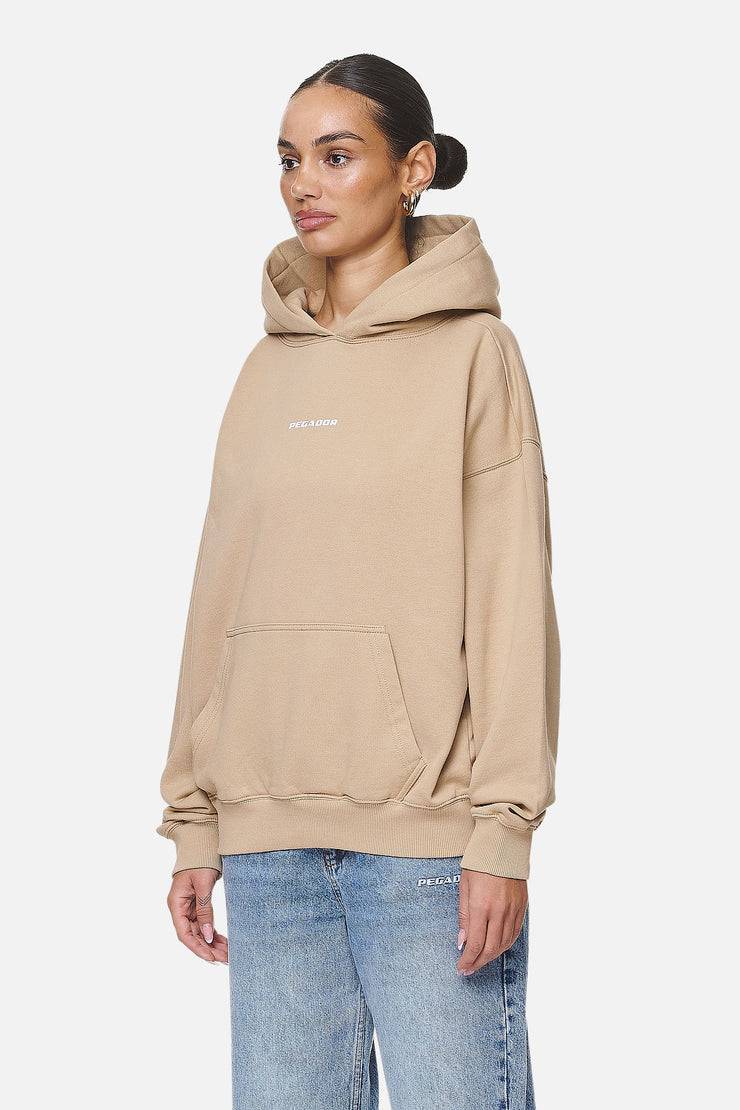 Pegador Atna Logo Oversized Hoodie Washed Safari Sand White Online Outlet