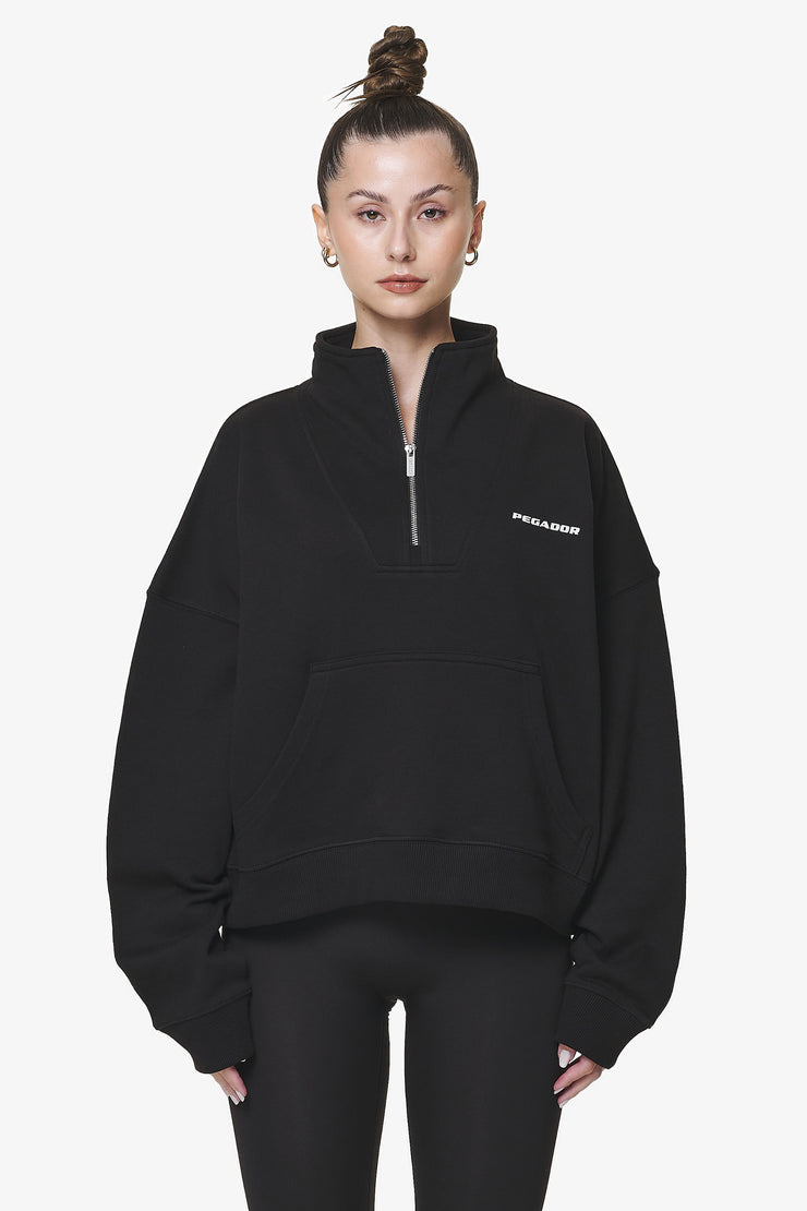 Pegador Vuku Logo Oversized Halfzip Black Räumungsverkauf