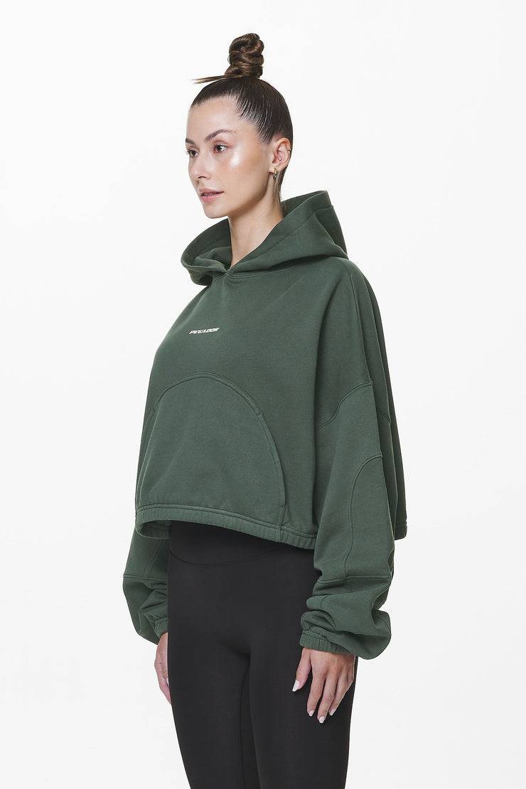 Pegador Skei Logo Oversized Cropped Hoodie Washed Sage Green JETZT KAUFEN