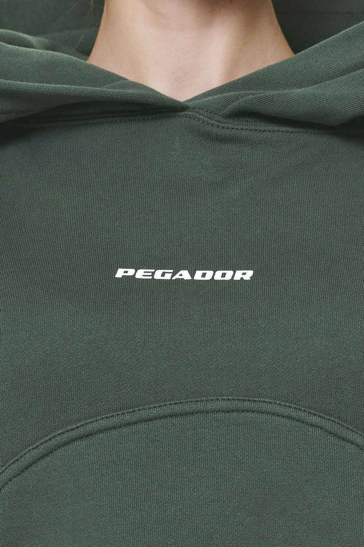Pegador Skei Logo Oversized Cropped Hoodie Washed Sage Green JETZT KAUFEN