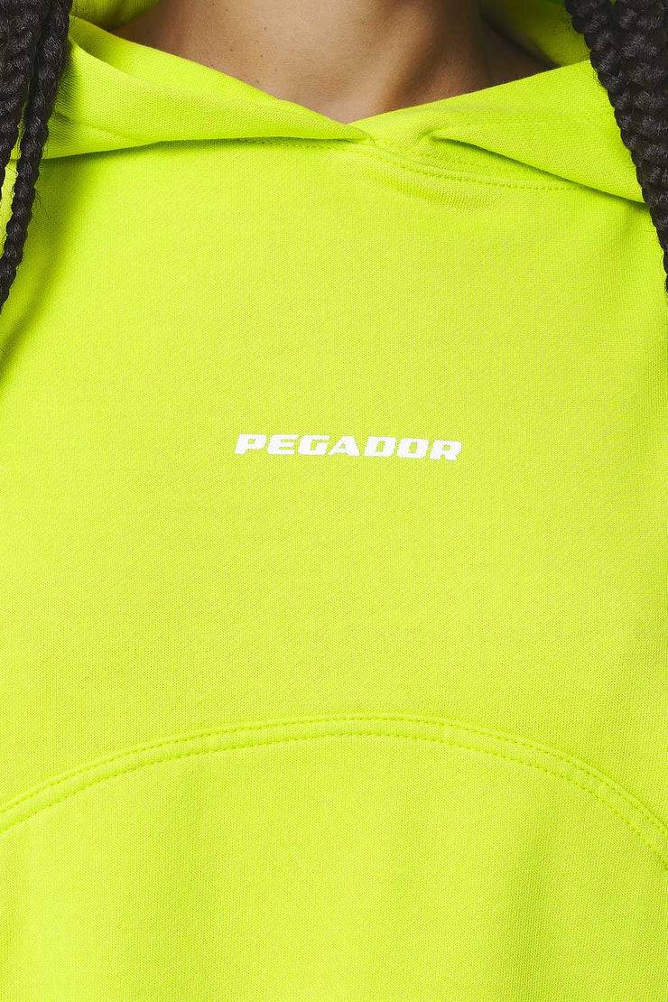 Pegador Skei Logo Oversized Cropped Hoodie Washed Lime Yellow Neueste Stile