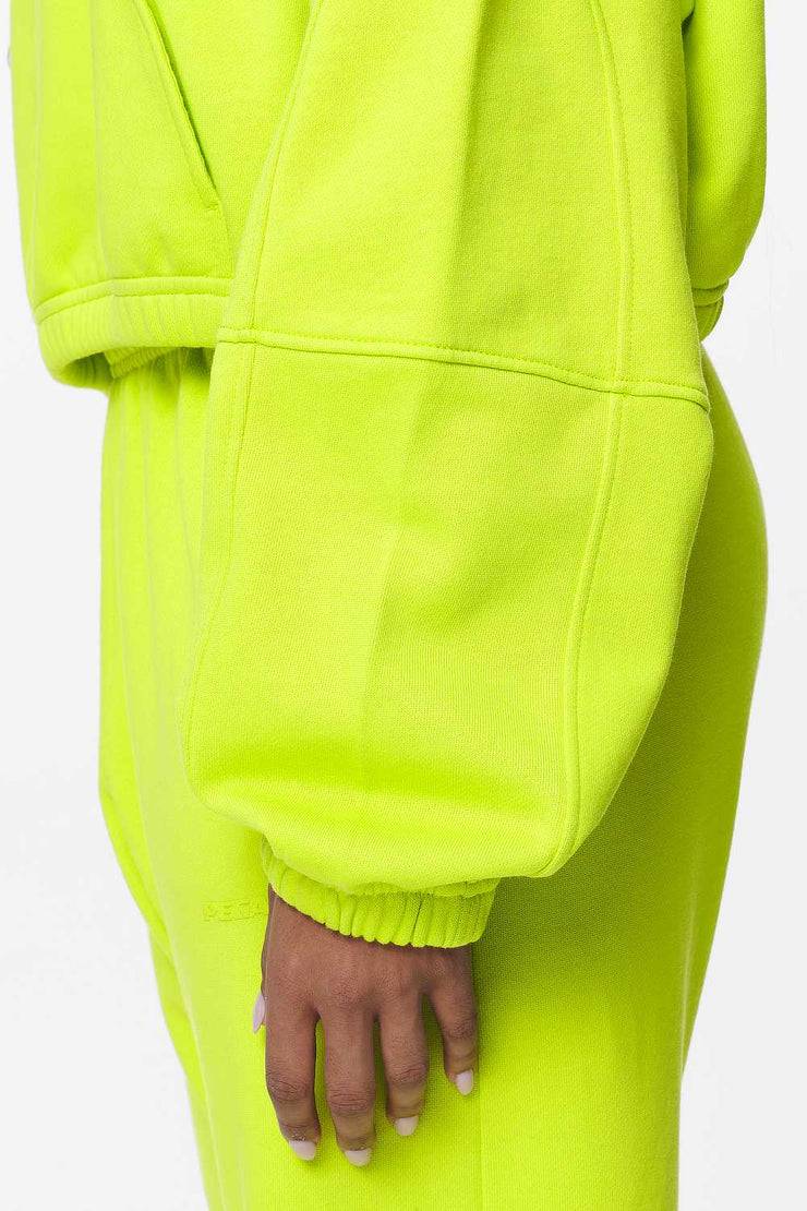 Pegador Skei Logo Oversized Cropped Hoodie Washed Lime Yellow Neueste Stile