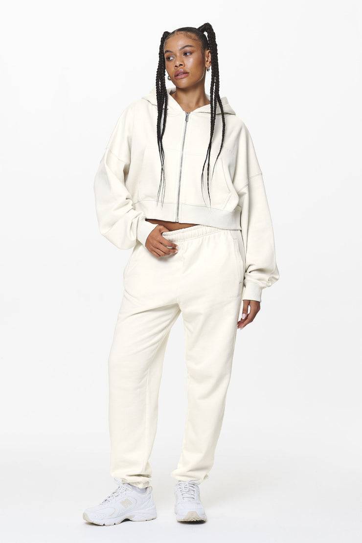 Pegador Marla Cropped Zip Hoodie Washed Salty Cream Gum Super Rabatt