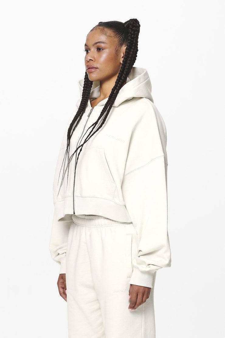 Pegador Marla Cropped Zip Hoodie Washed Salty Cream Gum Super Rabatt