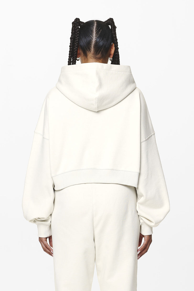Pegador Marla Cropped Zip Hoodie Washed Salty Cream Gum Super Rabatt