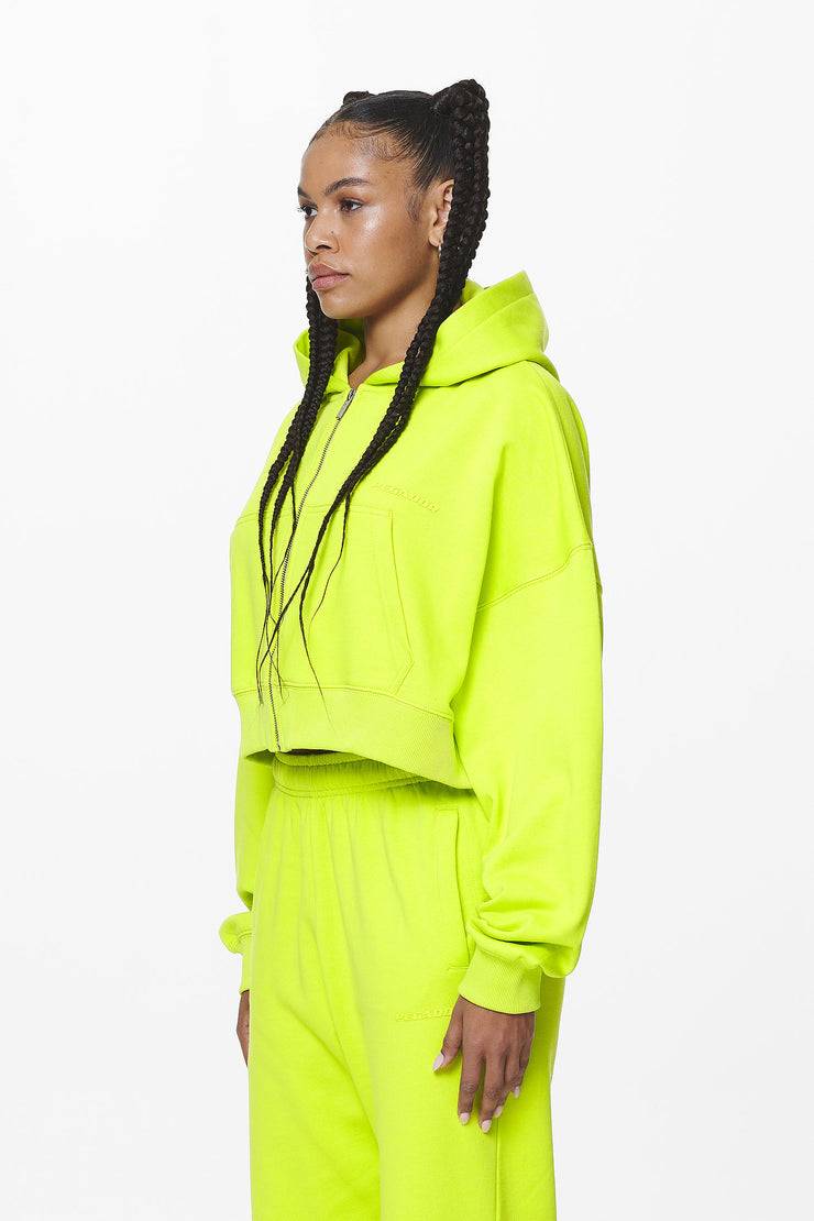 Pegador Marla Cropped Zip Hoodie Washed Lime Yellow Gum Riesige Rabatte