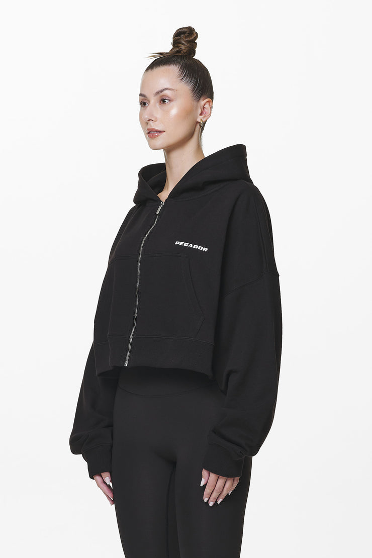 Pegador Marla Cropped Zip Hoodie Black Gum 50% Rabatt mit kostenlosem Versand