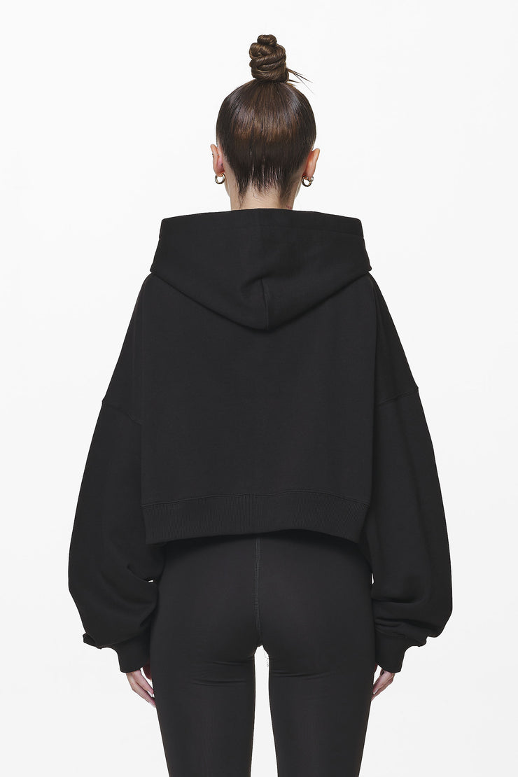 Pegador Marla Cropped Zip Hoodie Black Gum 50% Rabatt mit kostenlosem Versand