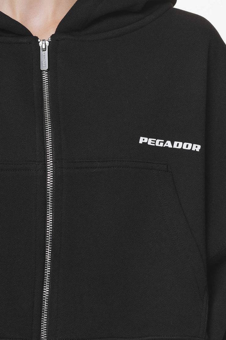 Pegador Marla Cropped Zip Hoodie Black Gum 50% Rabatt mit kostenlosem Versand