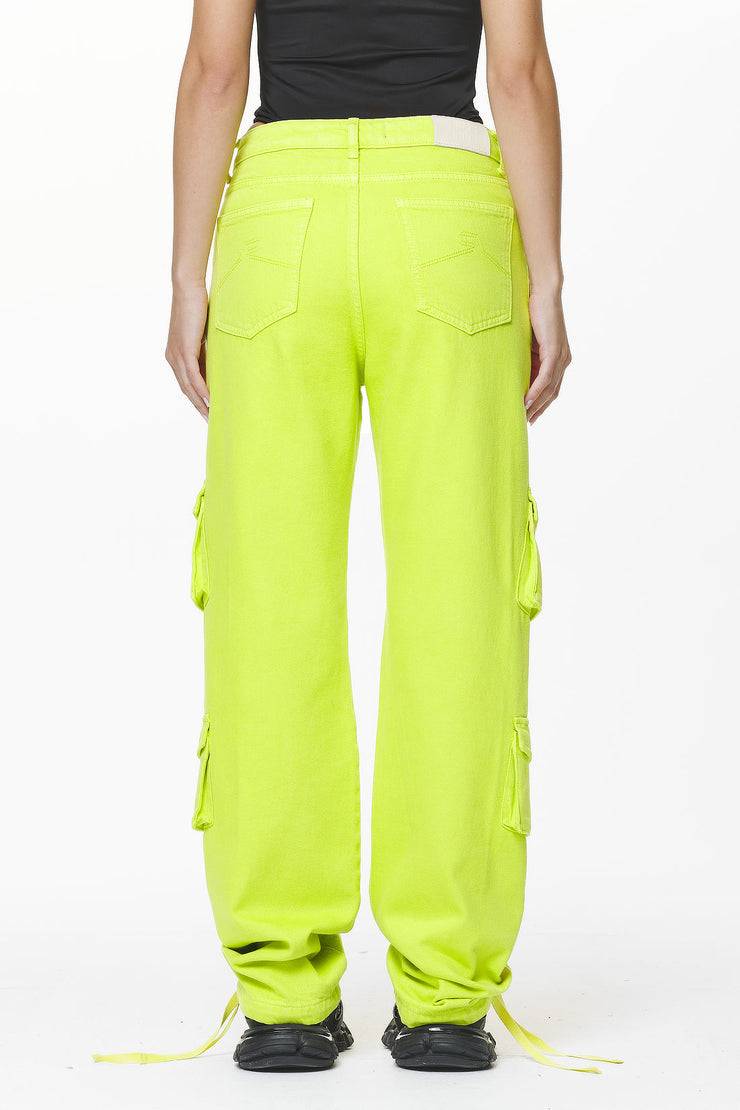 Pegador Maloy Cargo Wide Jeans Washed Lime Yellow Clearance-Verkauf