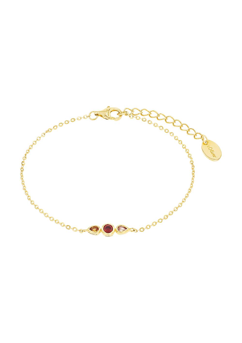 s.Oliver gelbvergoldete Silber-Armkette mit Zirkonia-Steinen Osterangebot