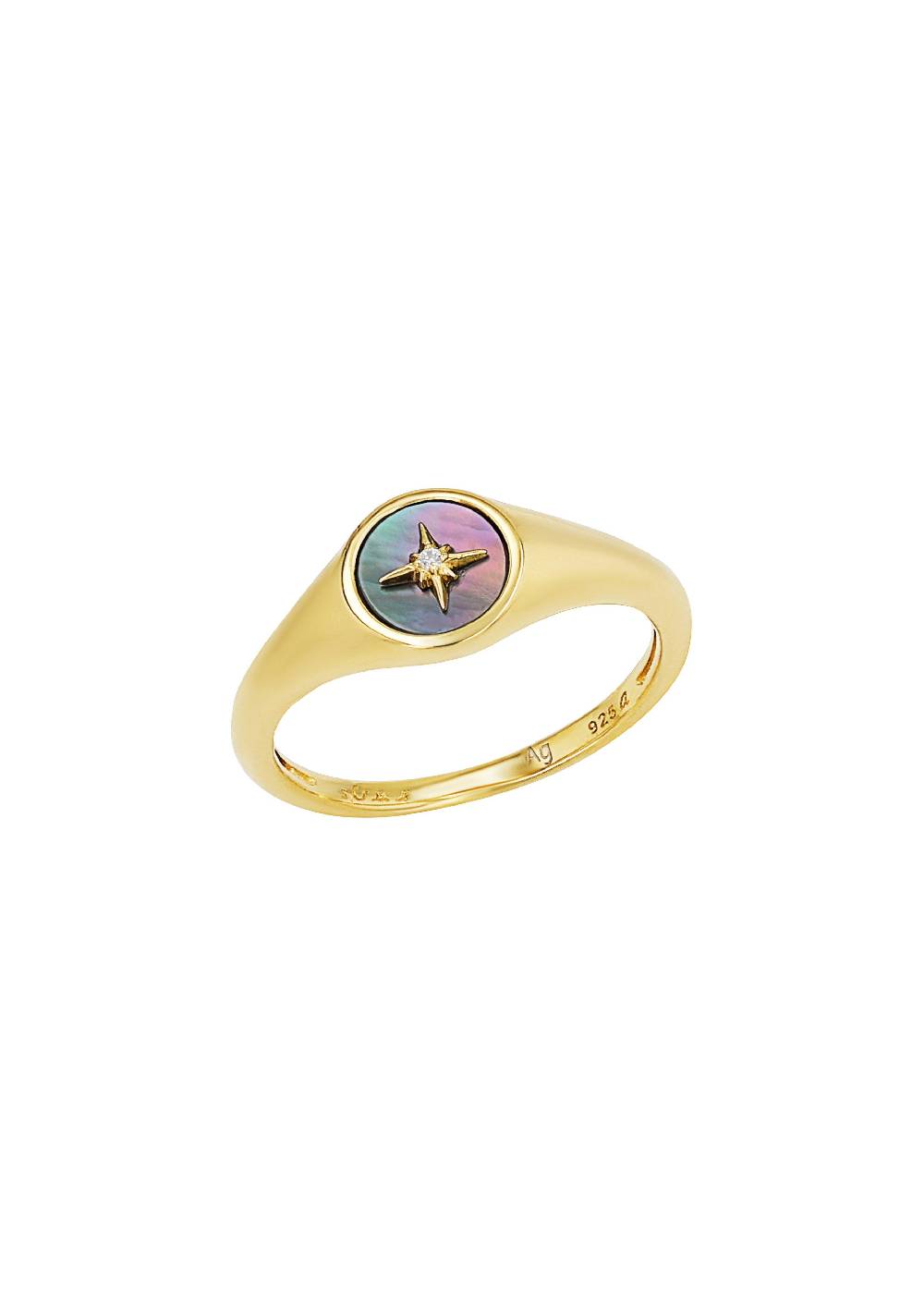 s.Oliver gelbvergoldeter Silber-Ring mit Stern-Motiv Sonderangebot der Fabrik
