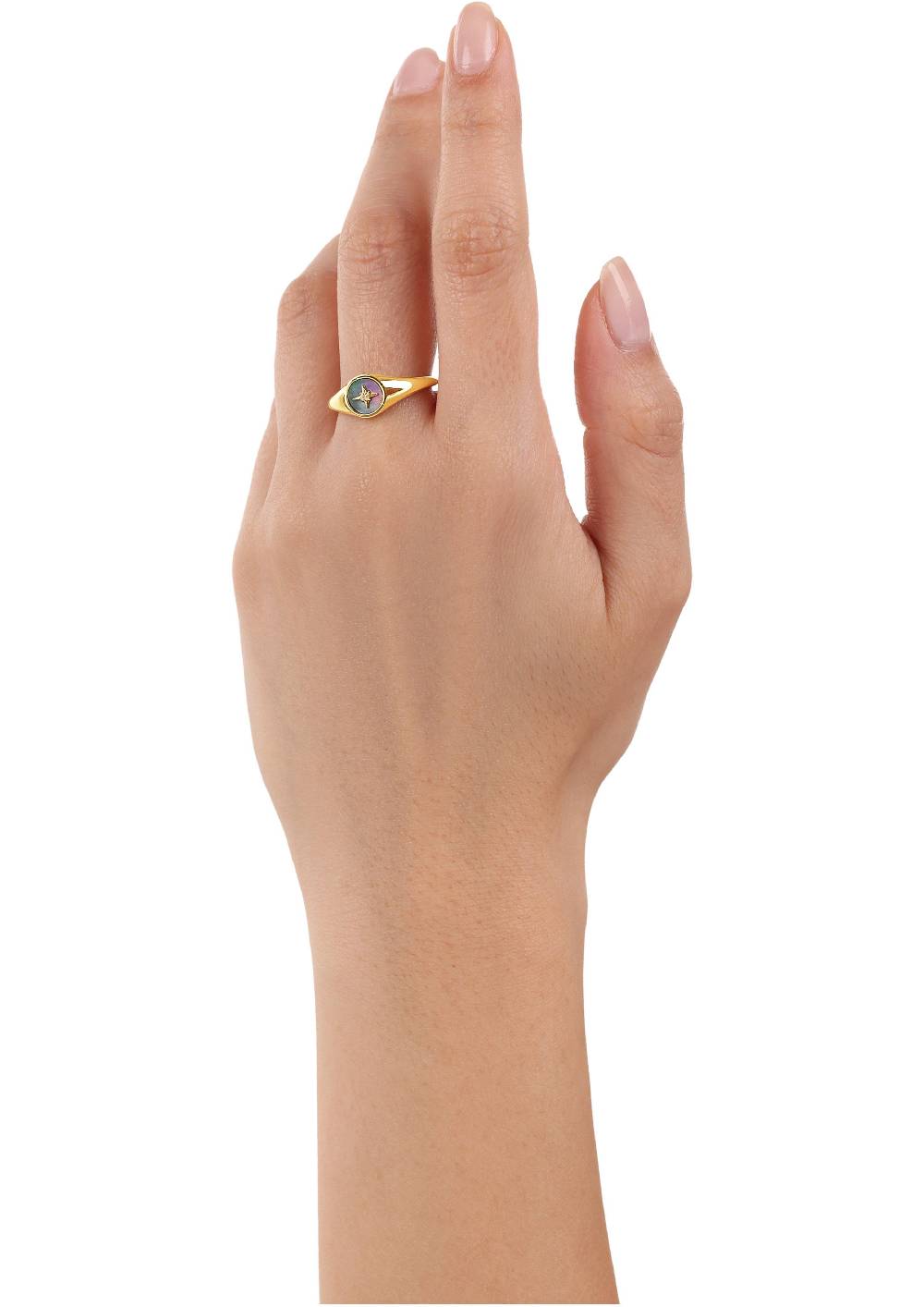 s.Oliver gelbvergoldeter Silber-Ring mit Stern-Motiv Sonderangebot der Fabrik