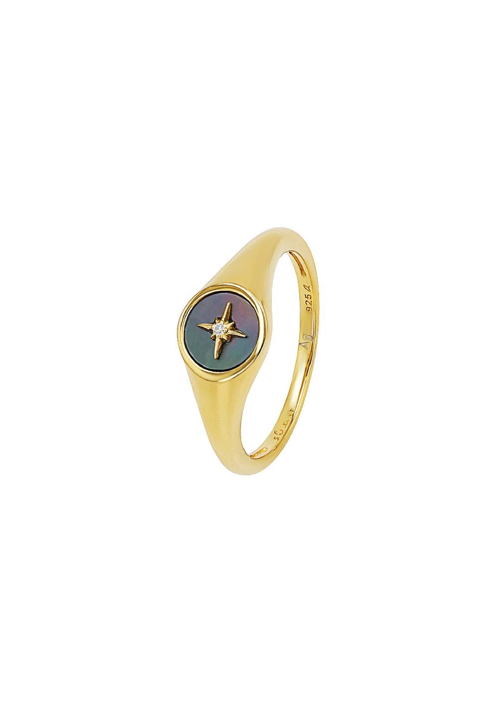 s.Oliver gelbvergoldeter Silber-Ring mit Stern-Motiv Sonderangebot der Fabrik