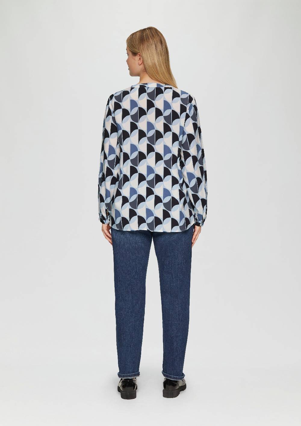 s.Oliver Viskose-Bluse mit Raffdetails und All-over-Print Auslauf